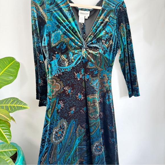 Coldwater Creek Dresses & Skirts - Coldwater Creek Velvet Dress, Casual Work Dress, Peacock Colors, Whinsigoth